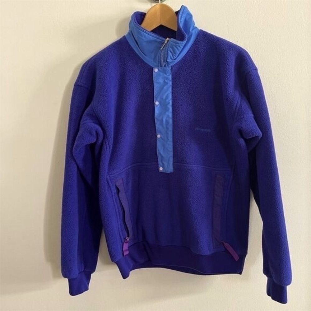 Vintage 90s Men’s Woman’s Patagonia Fleece Pullover HalfSnap Sweatshirt Purple S
